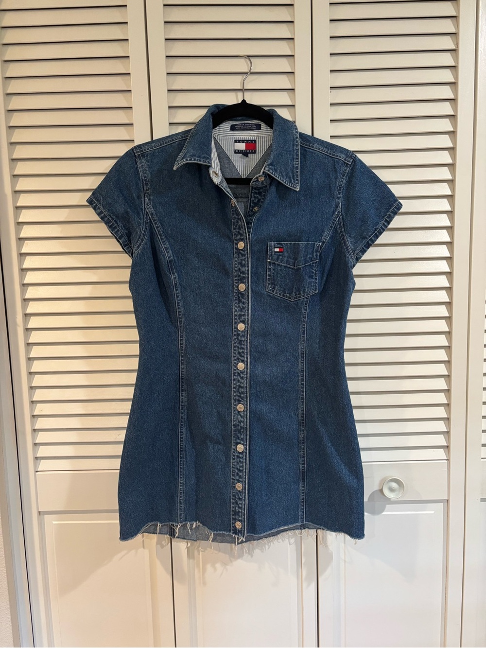Tommy Hilfiger Dark Blue Denim Button-Front Short Sleeve Shirtdress